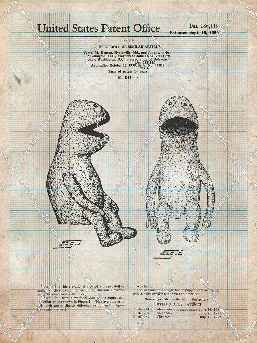 PP2-Antique Grid Parchment Wilkins Coffee Muppet Patent Poster