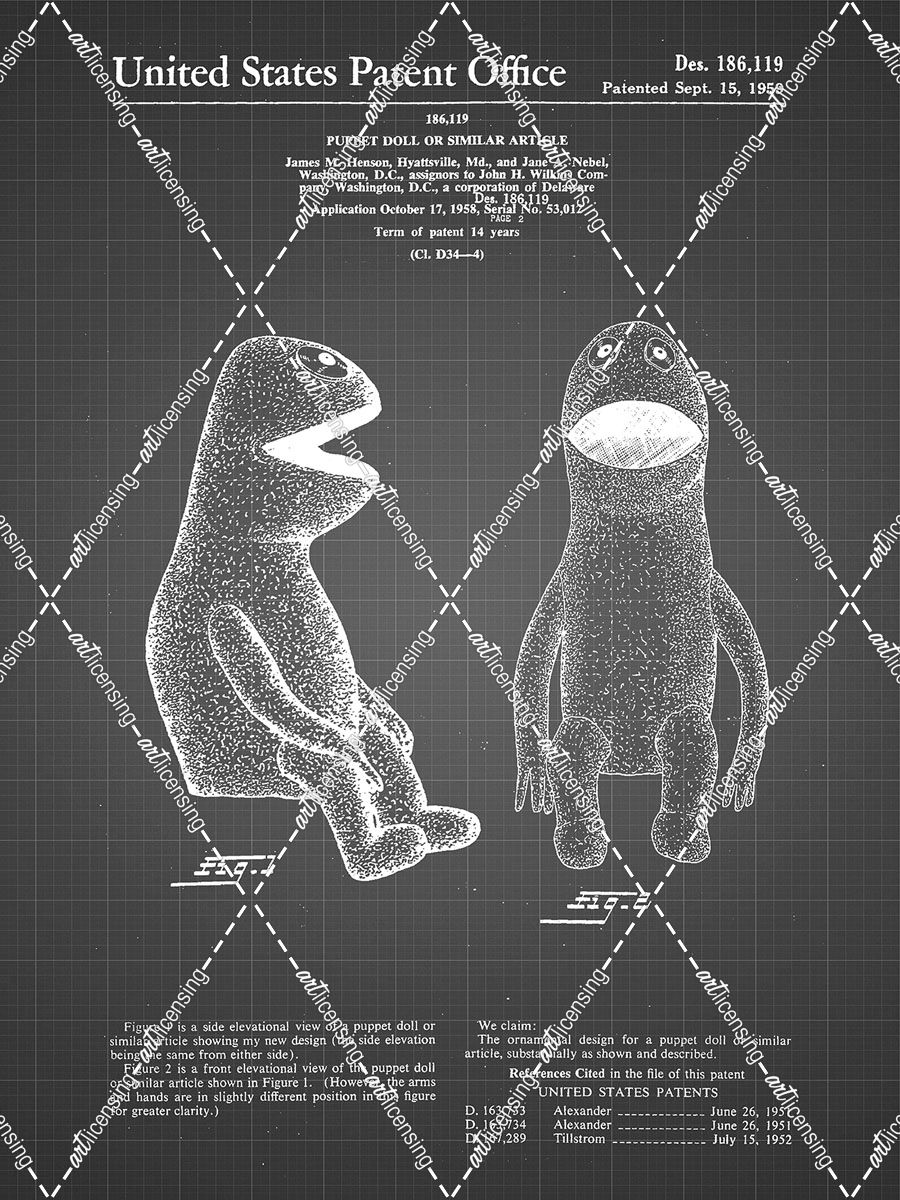 PP2-Black Grid Wilkins Coffee Muppet Patent Poster