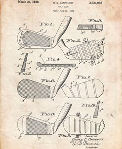 PP4-Vintage Parchment Golf Club Faces Patent Poster