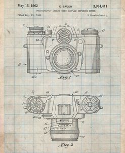 PP6-Antique Grid Parchment Zeiss Ikon Contarex Camera Patent Poster