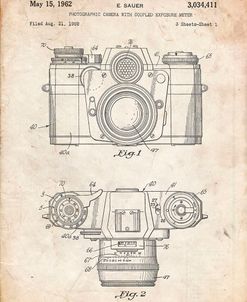 PP6-Vintage Parchment Zeiss Ikon Contarex Camera Patent Poster