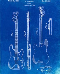 PP8-Faded Blueprint Fender Precision Bass Guitar Patent Poster
