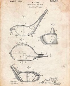 PP9-Vintage Parchment Golf Driver 1925 Patent Poster