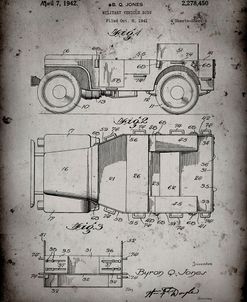 PP11-Faded Grey Willy’s Jeep Patent Poster