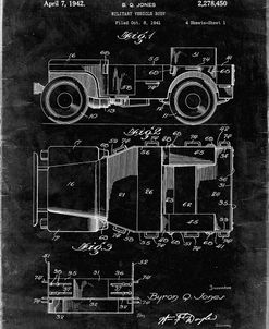 PP11-Black Grunge Willy’s Jeep Patent Poster