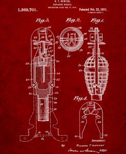 PP12-Burgundy Explosive Missile Patent Poster