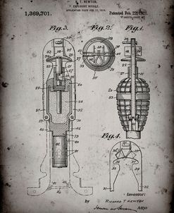 PP12-Faded Grey Explosive Missile Patent Poster