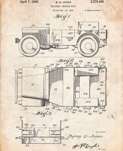 PP11-Vintage Parchment Willy’s Jeep Patent Poster