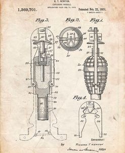 PP12-Vintage Parchment Explosive Missile Patent Poster