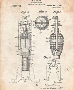 PP12-Vintage Parchment Explosive Missile Patent Poster