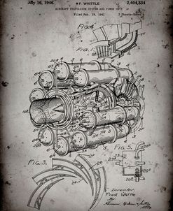 PP14-Faded Grey Jet Engine Patent Poster