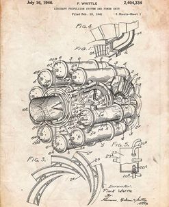 PP14-Vintage Parchment Jet Engine Patent Poster