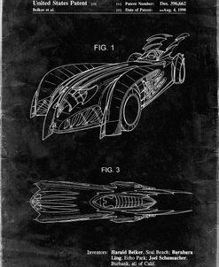 PP16-Black Grunge Batman and Robin Batmobile Patent Poster