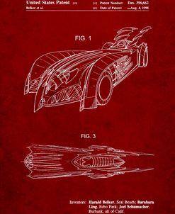 PP16-Burgundy Batman and Robin Batmobile Patent Poster