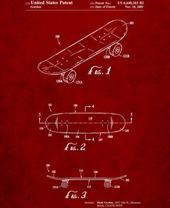 PP17-Burgundy Double Kick Skateboard Patent Poster