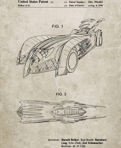 PP16-Sandstone Batman and Robin Batmobile Patent Poster
