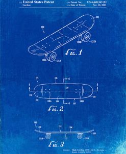 PP17-Faded Blueprint Double Kick Skateboard Patent Poster
