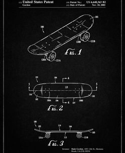 PP17-Vintage Black Double Kick Skateboard Patent Poster