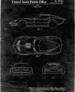 PP21-Black Grunge Corvette 1966 Mako Shark II Patent Poster