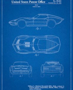 PP21-Blueprint Corvette 1966 Mako Shark II Patent Poster