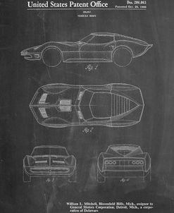 PP21-Chalkboard Corvette 1966 Mako Shark II Patent Poster