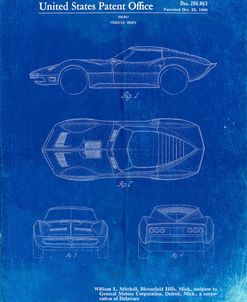 PP21-Faded Blueprint Corvette 1966 Mako Shark II Patent Poster