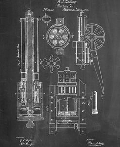PP23-Chalkboard Gatling Gun Patent Poster