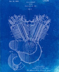 PP24-Faded Blueprint Harley Davidson Engine 1919 Patent Poster