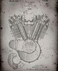 PP24-Faded Grey Harley Davidson Engine 1919 Patent Poster