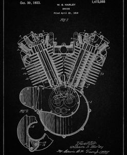 PP24-Vintage Black Harley Davidson Engine 1919 Patent Poster