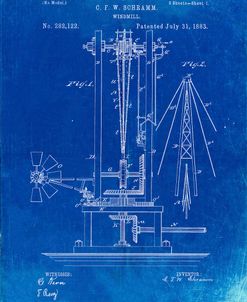PP26-Faded Blueprint Windmill 1883 Patent Poster