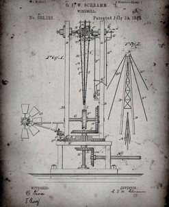 PP26-Faded Grey Windmill 1883 Patent Poster