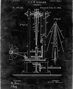 PP26-Black Grunge Windmill 1883 Patent Poster