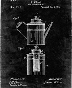 PP27-Black Grunge Coffee 2 Part Percolator 1894 Patent Poster