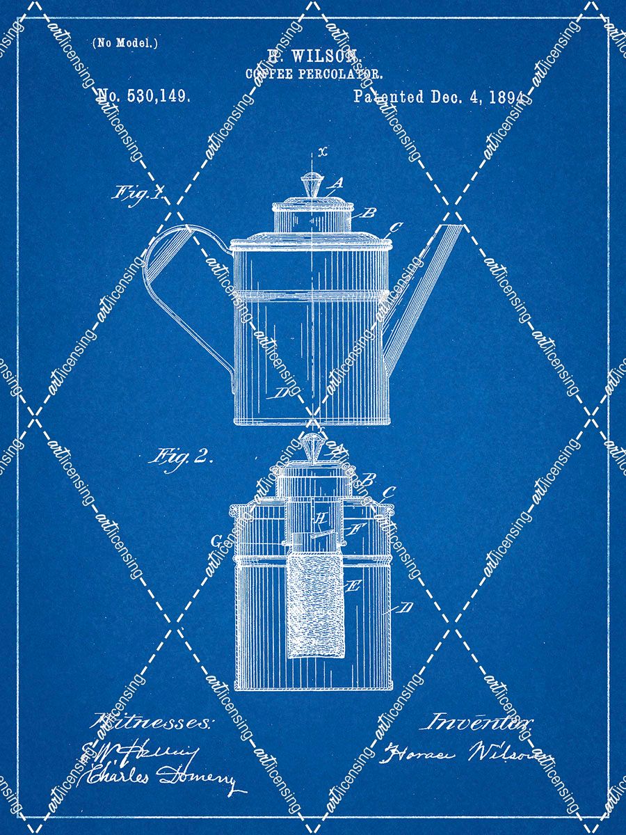 PP27-Blueprint Coffee 2 Part Percolator 1894 Patent Poster