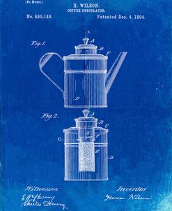 PP27-Faded Blueprint Coffee 2 Part Percolator 1894 Patent Poster