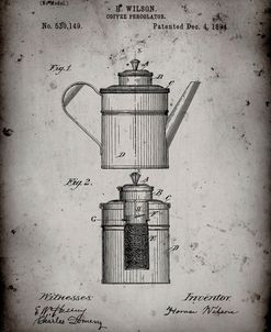 PP27-Faded Grey Coffee 2 Part Percolator 1894 Patent Poster