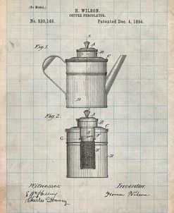 PP27-Antique Grid Parchment Coffee 2 Part Percolator 1894 Patent Poster