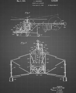 PP28-Black Grid Sikorsky S-47 Helicopter Patent Poster