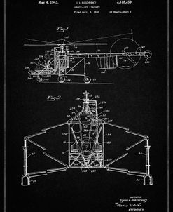 PP28-Vintage Black Sikorsky S-47 Helicopter Patent Poster
