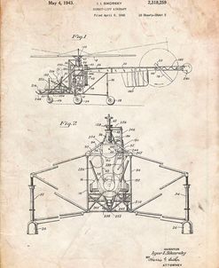 PP28-Vintage Parchment Sikorsky S-47 Helicopter Patent Poster