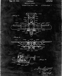PP29-Black Grunge Biwing Seaplane Patent Print