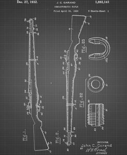 PP35-Black Grid M-1 Rifle Patent Poster