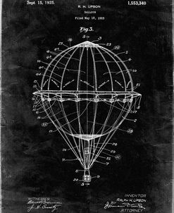 PP36-Black Grunge Hot Air Balloon 1923 Patent Poster