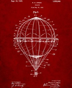 PP36-Burgundy Hot Air Balloon 1923 Patent Poster