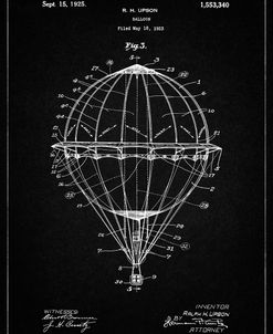 PP36-Vintage Black Hot Air Balloon 1923 Patent Poster