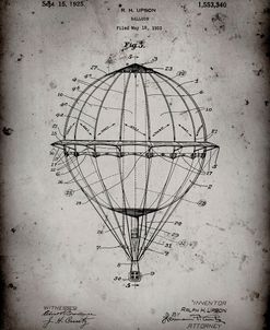 PP36-Faded Grey Hot Air Balloon 1923 Patent Poster