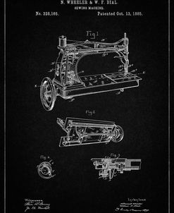 PP37-Vintage Black Wheeler & Wilson Sewing Machine Patent Poster