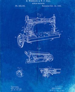 PP37-Faded Blueprint Wheeler & Wilson Sewing Machine Patent Poster