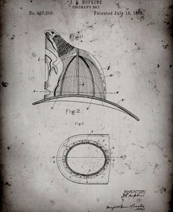 PP38-Faded Grey Vintage Fireman’s Helmet 1889 Poster